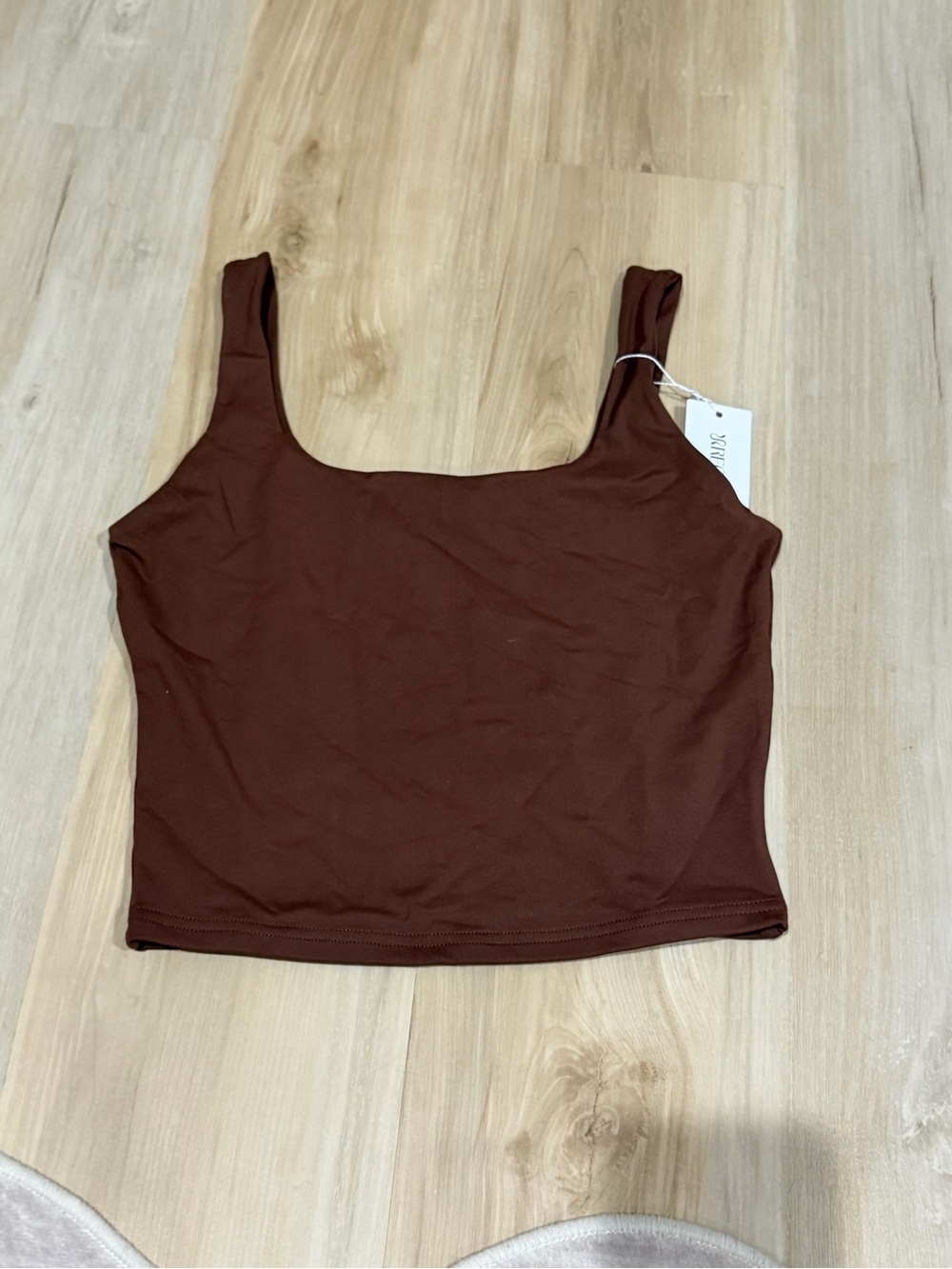 ReoRia Chocolate Brown Square Neck Tank Top